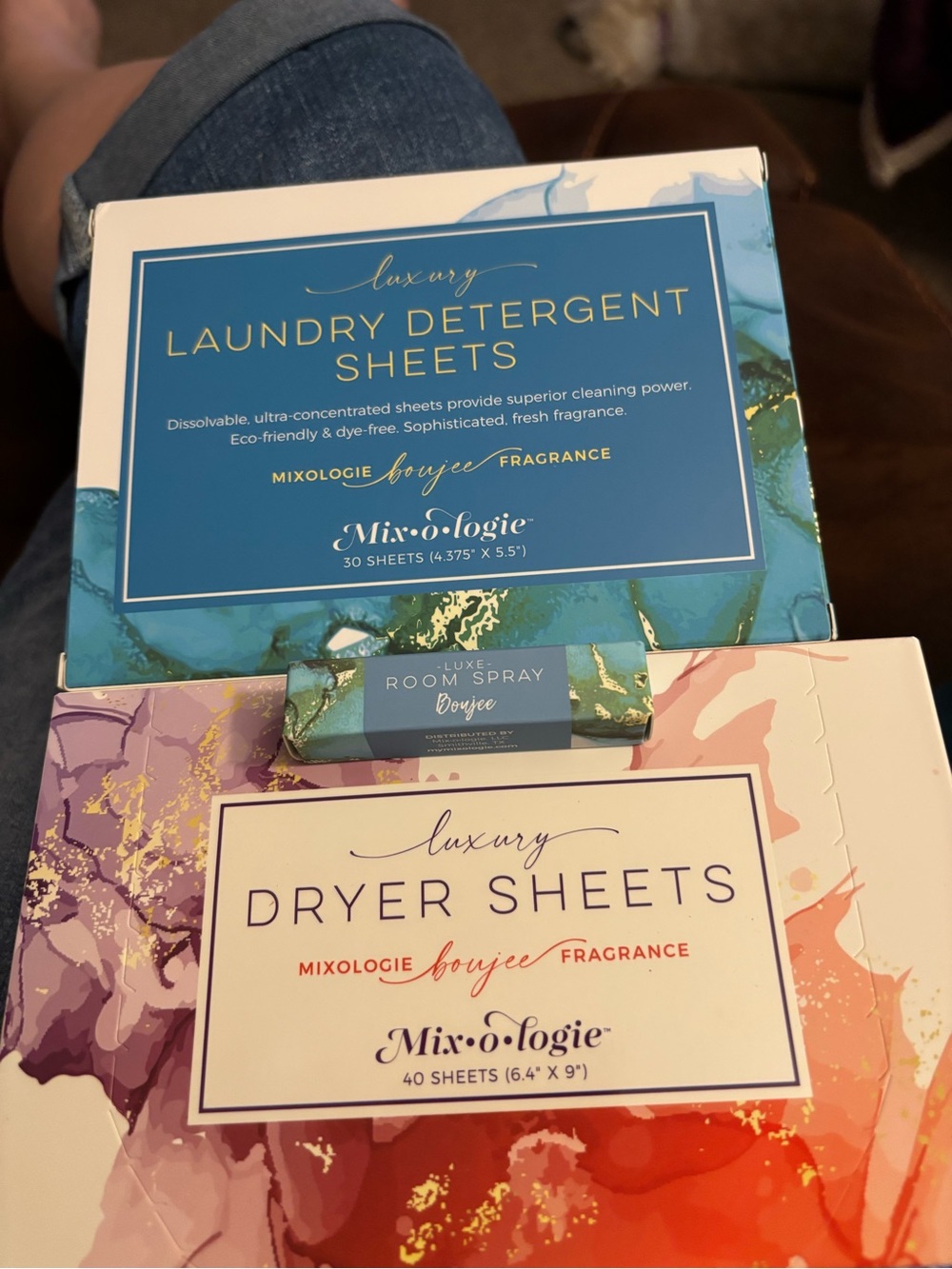 Dryer 40 Sheets Detergent 30 Sheets. Boujee Scent. Room spray Mix-o-logie.